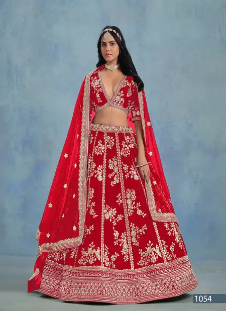 Red Colour Sheilja By Mehvish Art Silk Designer Lehenga Choli Suppliers In India